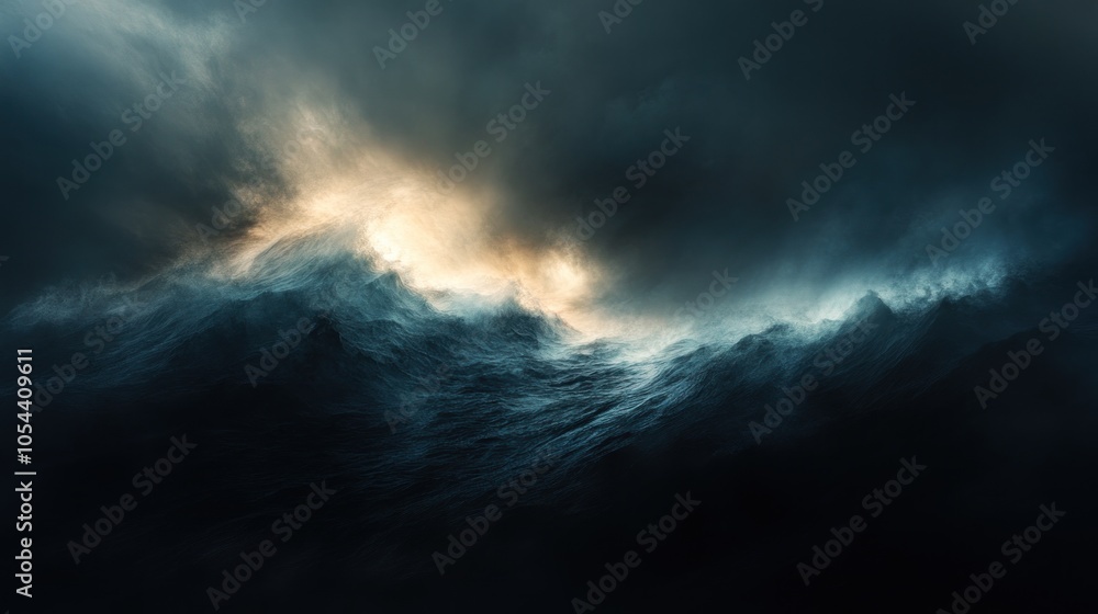 Dramatic dark stormy clouds with a ray of sunlight breaking through. Dramatic dark stormy clouds with a ray of sunlight breaking through.