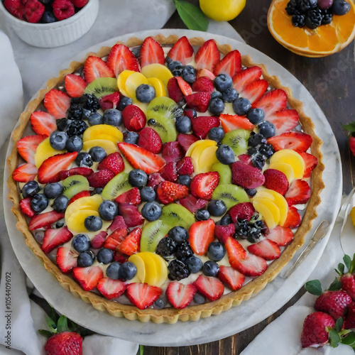 Wallpaper Mural Fruit Tart with Pastry Cream Torontodigital.ca