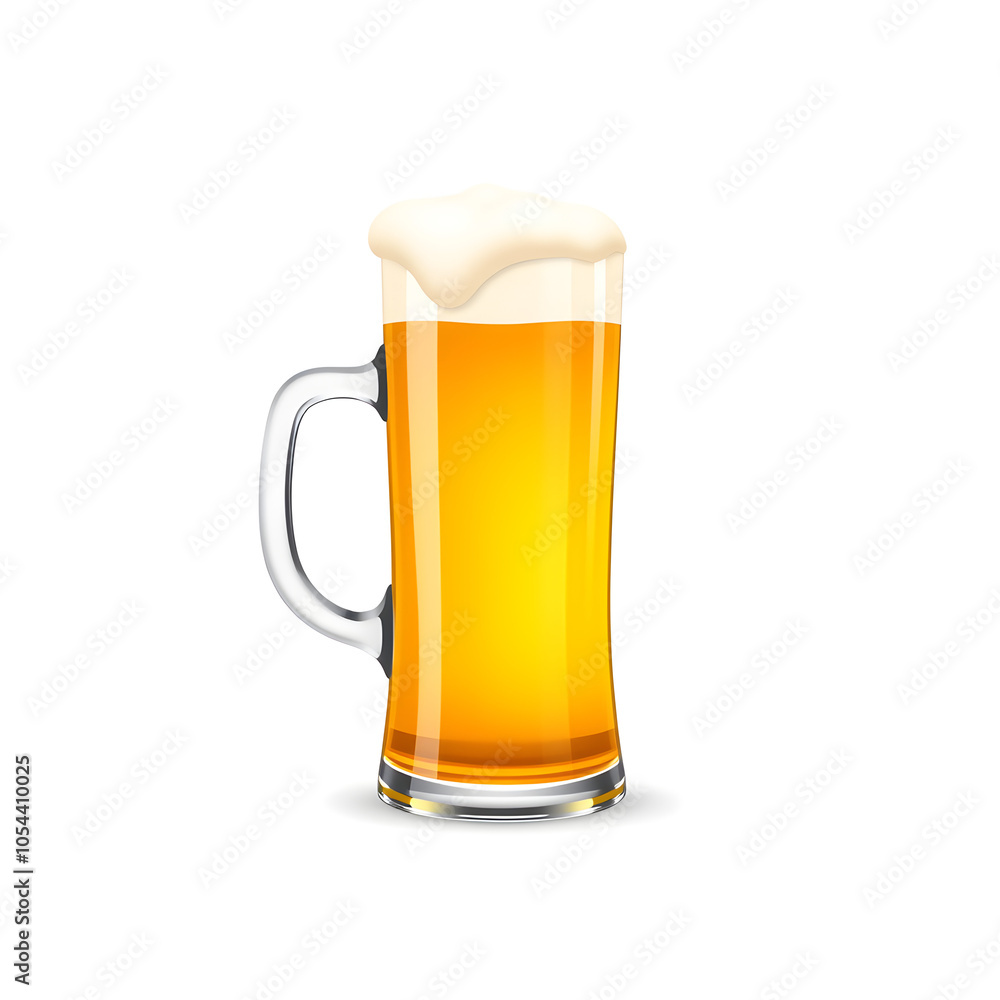 mug of beer with foam icon isolated on white background. Generative AI mug of beer with foam icon isolated on white background. Generative AI