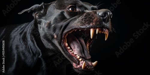 Aggressive dog shows dangerous teeth. Generative AI.
