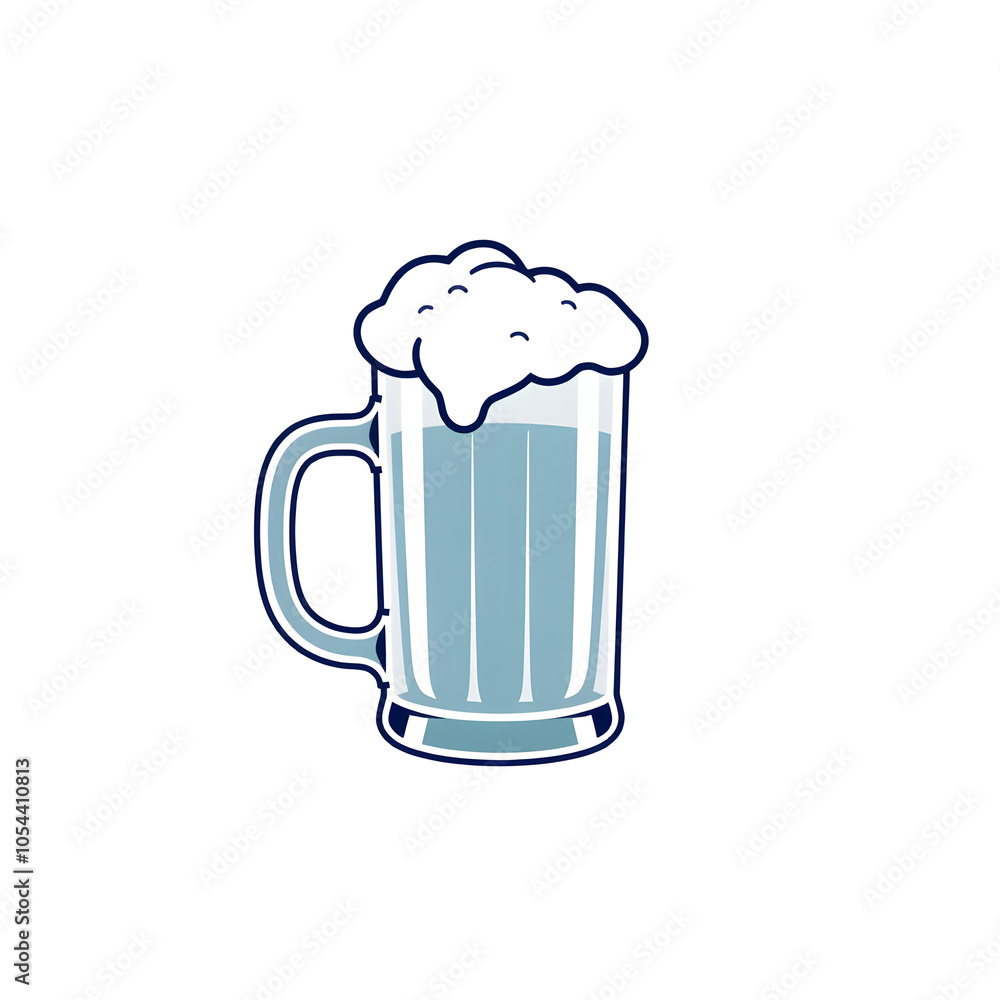 mug of beer with foam icon isolated on white background. Generative AI mug of beer with foam icon isolated on white background. Generative AI