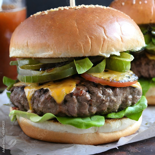 Wallpaper Mural Classic Beef Burger with All the Fixings Torontodigital.ca