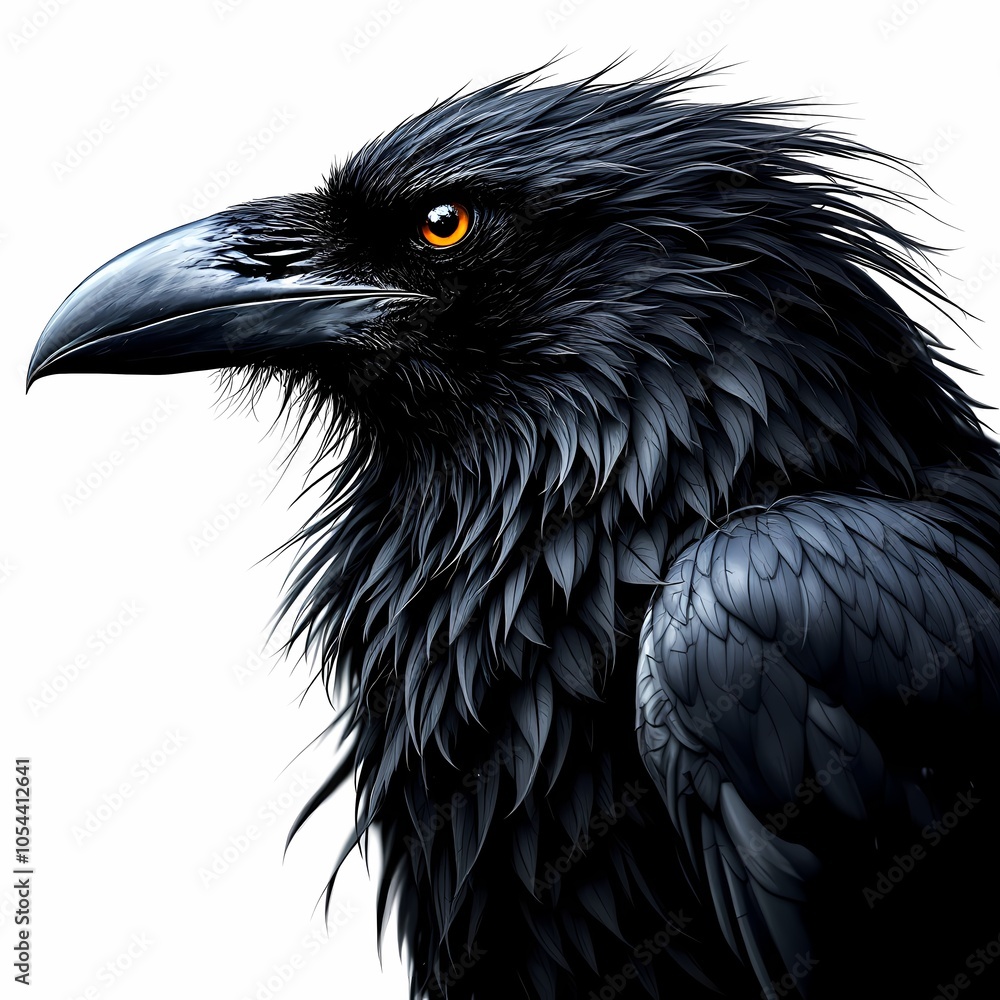 raven side view isolated on white background raven side view isolated on white background