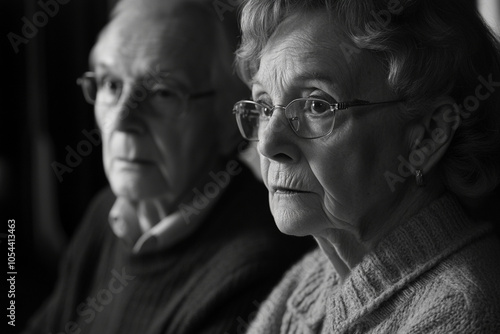 Elderly couple in black and white