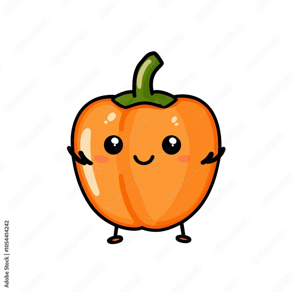 Obraz premium Cute Cartoon Bell Pepper Character
