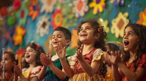 Students participating in a school play, emphasizing creativity and performance arts photo