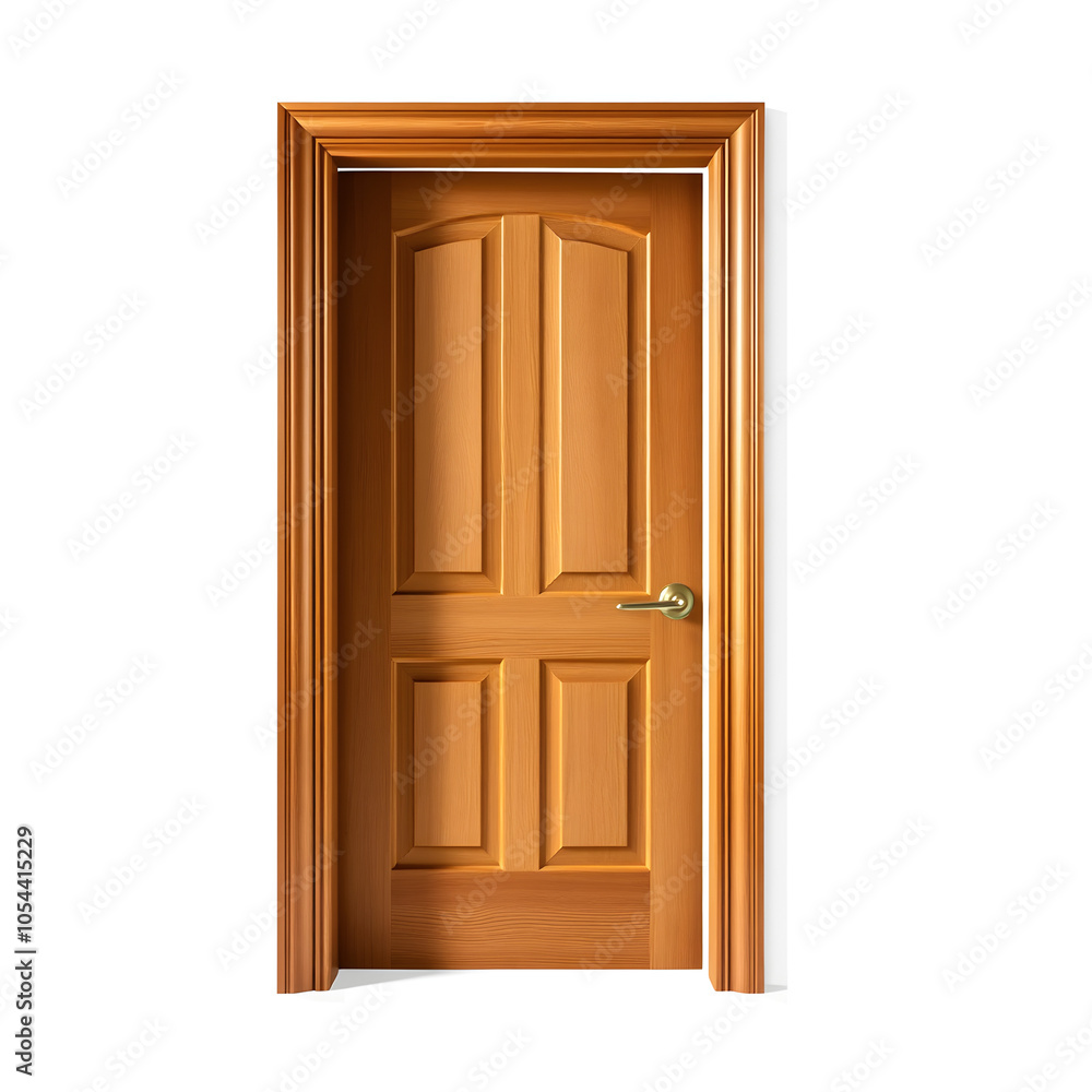 Open wooden door isolated on white background. Generative AI Open wooden door isolated on white background. Generative AI