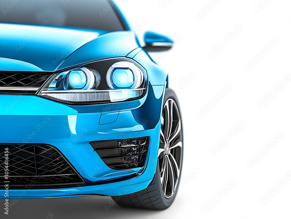 Sleek Blue Sports Car Front View with Glossy Finish and Dynamic Lines Sleek Blue Sports Car Front View with Glossy Finish and Dynamic Lines