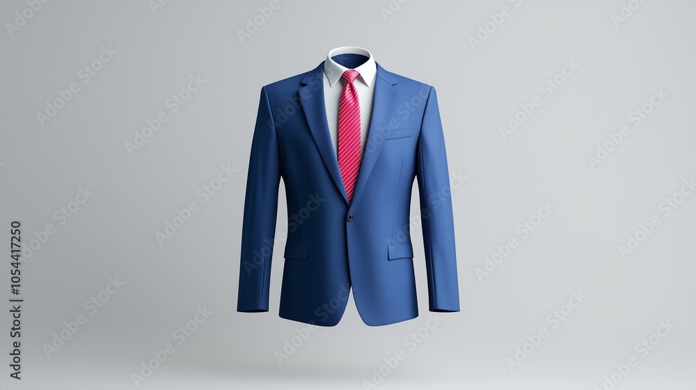 Suit jacket and tie, floating on a flat gray background, representing leadership and corporate success. Suit jacket and tie, floating on a flat gray background, representing leadership and corporate success.