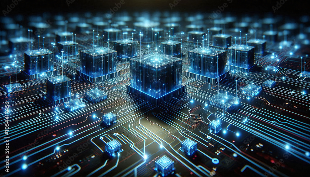 High-Tech Data Center on Microchip Concept Art