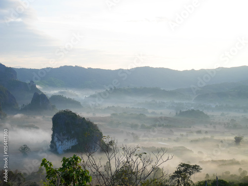 Phu Langka in the morning covered with fog photo