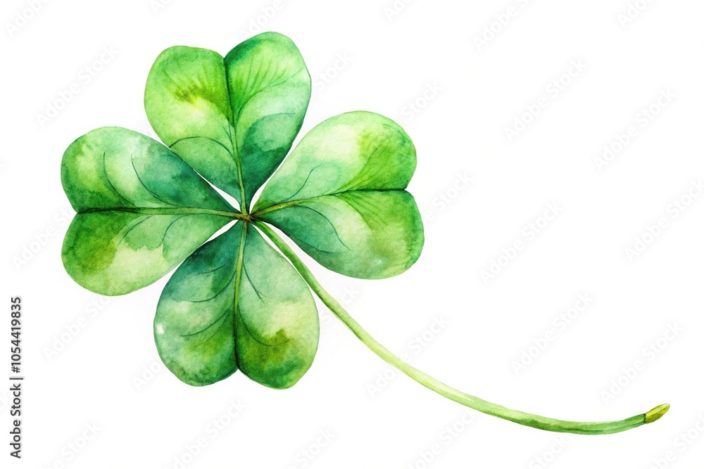 Fototapeta premium Watercolor clover leaves on white background