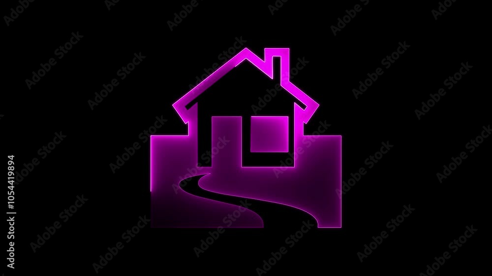 Home icon animation by pink neon on black background. Home icon animation by pink neon on black background.
