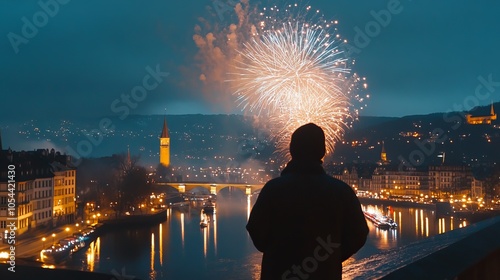 Fireworks lit up the night sky in Geneva, Switzerland. Wake Forest also had a beautiful fireworks show. These fireworks created a colorful canvas in the sky, perfect for a New Year's celebration.