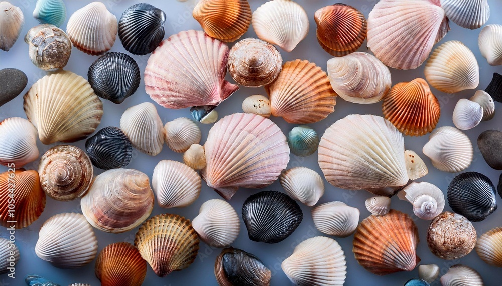 background of seashells top view composition background of seashells top view composition