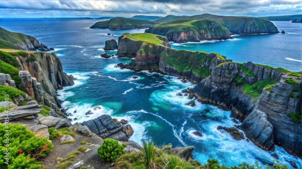 Fototapeta premium Rugged Coastline Cliffs Dramatic Ocean View