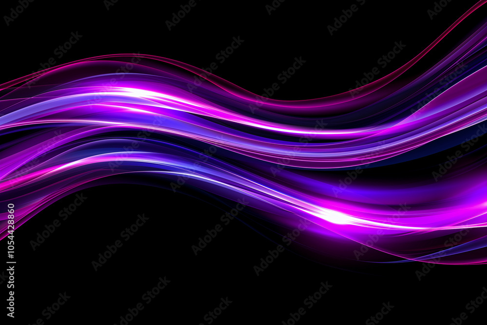Wavy smooth fractal lines with purple and pink gradients and a glow effect on a dark background