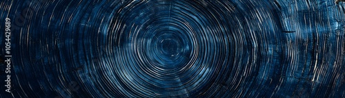 Close-up of Dark Blue Wooden Grain Pattern with Concentric Circles photo