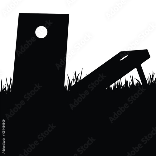 Cornhole Board, vector black color silhouette, isolated white background