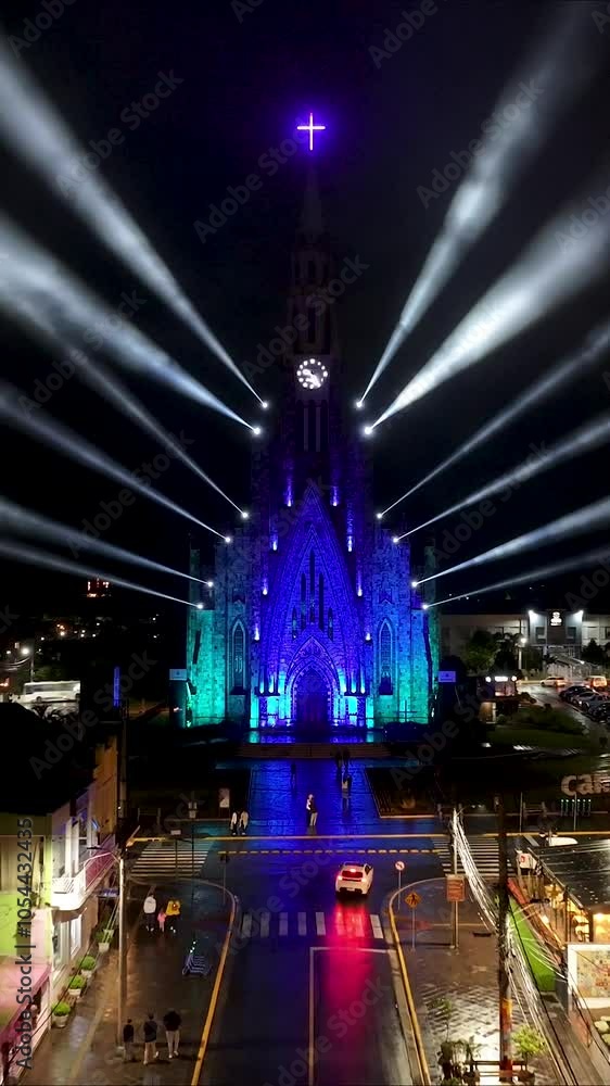 Canela Brazil. Catedral Da Pedra At Canela In Rio Grande Do Sul Brazil. Colorful Church. Illuminated City. Night Landscape. Catedral Da Pedra At Canela In Rio Grande Do Sul Brazil. Canela Brazil. Catedral Da Pedra At Canela In Rio Grande Do Sul Brazil. Colorful Church. Illuminated City. Night Landscape. Catedral Da Pedra At Canela In Rio Grande Do Sul Brazil.