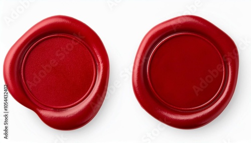 red wax seal set isolated with clipping paths included