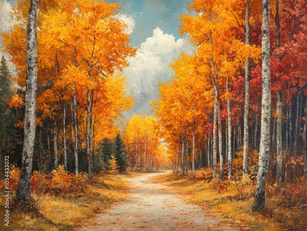 A Dirt Road Through An Autumn Forest A Dirt Road Through An Autumn Forest