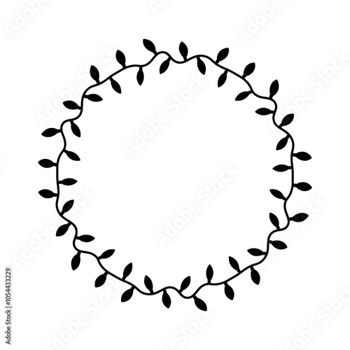 Round frame made of garland icon. Black silhouette. Front view. Vector simple flat graphic illustration. Isolated object on white background. Isolate.