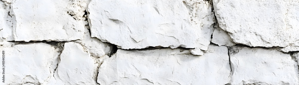 Fototapeta premium Close-up of Cracked and Weathered White Stone Wall