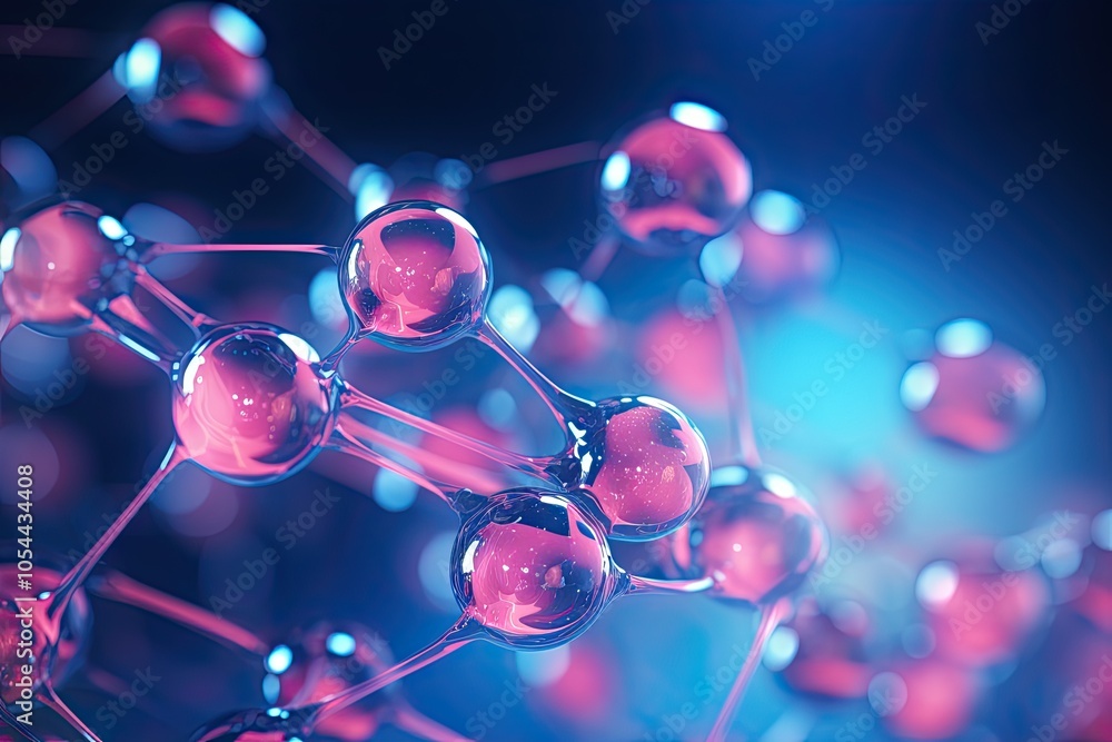 molecules with transparent shields around main atom. science concept molecules with transparent shields around main atom. science concept