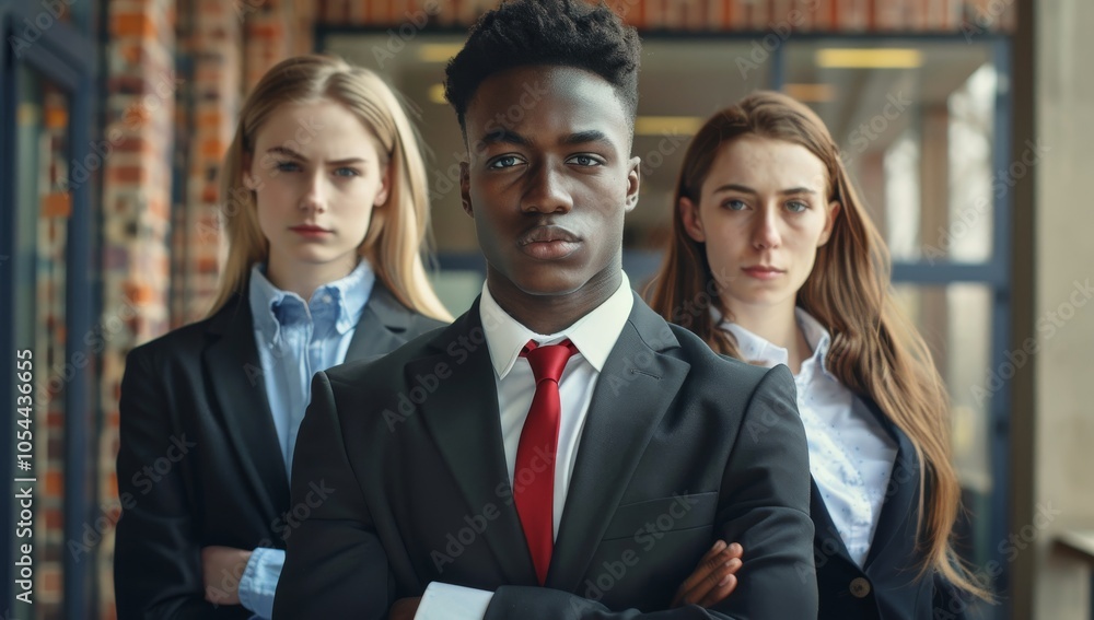 Confident Young Professionals in Formal Attire Confident Young Professionals in Formal Attire