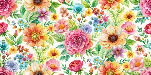 Wallpaper Mural Watercolor flower pattern Torontodigital.ca