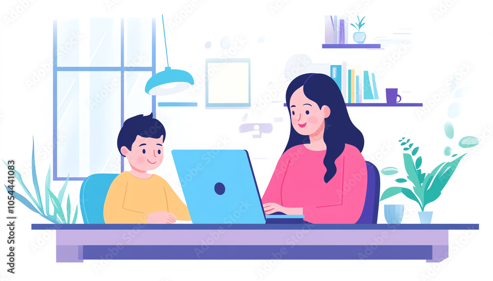 Parent balancing work and family duties, laptop on the kitchen table, worklife balance, remote work flexibility Parent balancing work and family duties, laptop on the kitchen table, worklife balance, remote work flexibility
