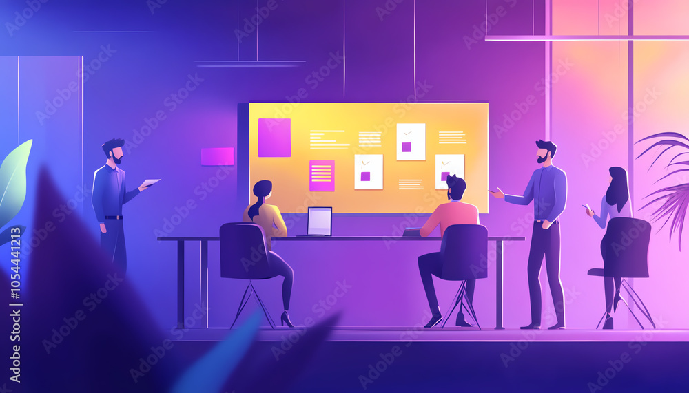 Project manager leading a team meeting in a modern conference room, discussing project timelines, project management, team collaboration Project manager leading a team meeting in a modern conference room, discussing project timelines, project management, team collaboration