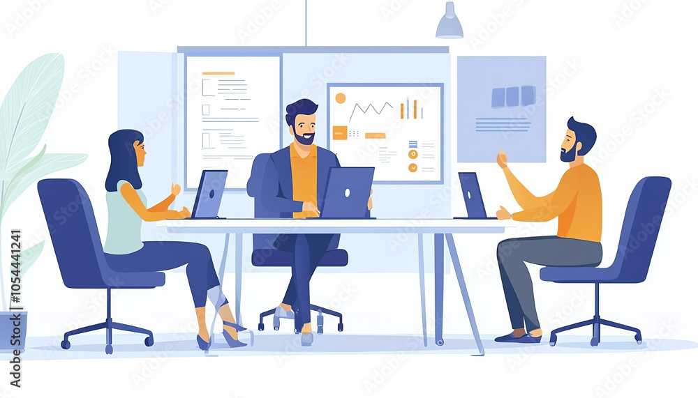 Project manager leading a team meeting in a modern conference room, discussing project timelines, project management, team collaboration Project manager leading a team meeting in a modern conference room, discussing project timelines, project management, team collaboration