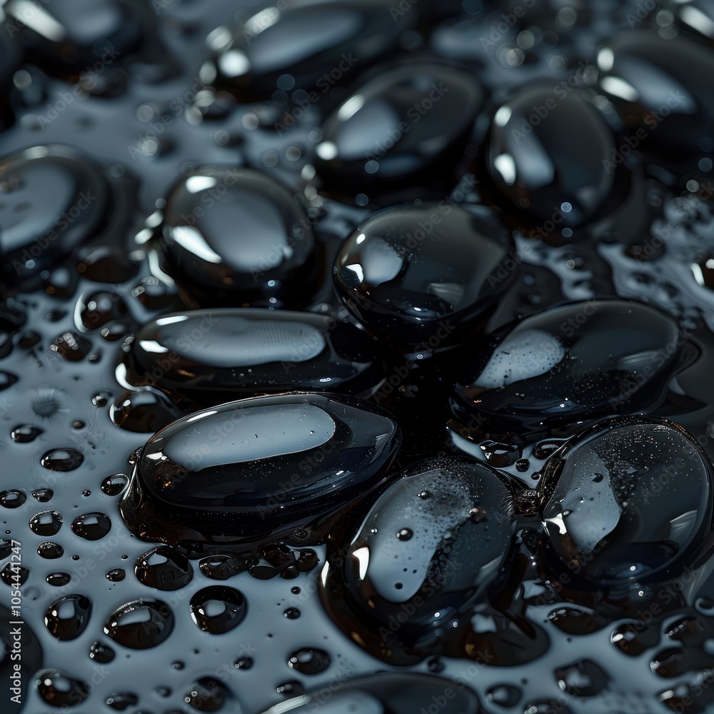 Black Shilajit tablets partially immersed in thick black resin. The liquid Resin shimmers with soft natural highlights in diffused light, lending an eco-friendly and organic aesthetic. Black Shilajit tablets partially immersed in thick black resin. The liquid Resin shimmers with soft natural highlights in diffused light, lending an eco-friendly and organic aesthetic.