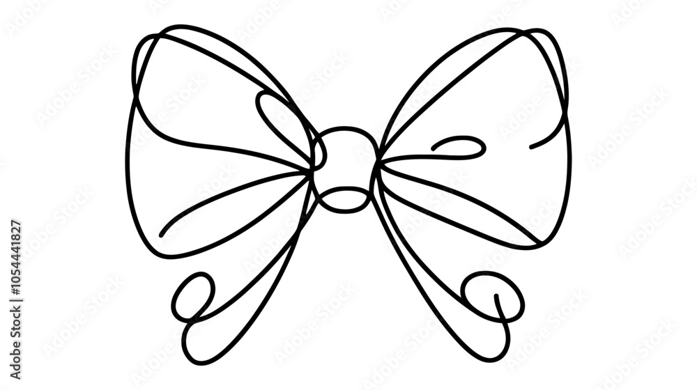 One continuous line illustration of a bow, isolated on white background. One continuous line illustration of a bow, isolated on white background.