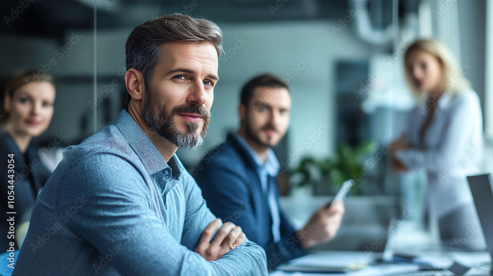 Business professional giving a presentation to colleagues in a glasswalled meeting room, business meeting, corporate environment Business professional giving a presentation to colleagues in a glasswalled meeting room, business meeting, corporate environment