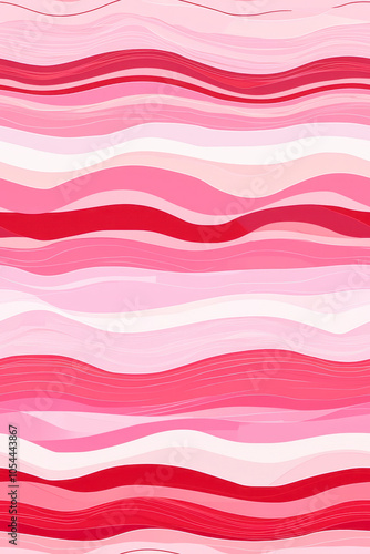 Vertical Abstract seamless pattern of red wavy vertical stripes on a pink background.