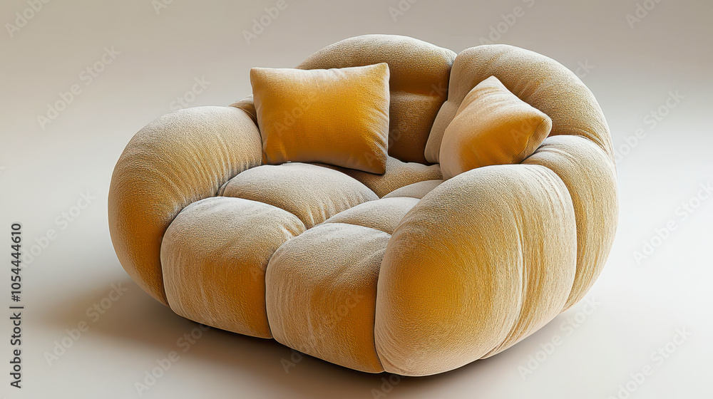 Luxurious Isometric Armchair Design in Soft Yellow Tones - Cozy and Modern Comfort Oasis Luxurious Isometric Armchair Design in Soft Yellow Tones - Cozy and Modern Comfort Oasis