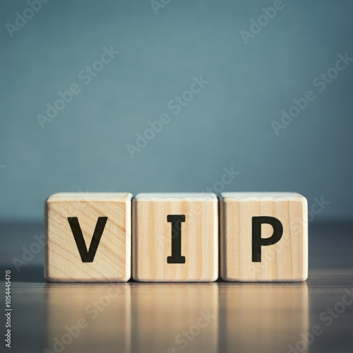 Wallpaper Mural Wooden blocks spelling "VIP" , representing exclusivity, priority, premium services, importance, high-value customers, special access, and luxury. Torontodigital.ca