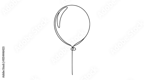 One continuous line illustration of a helium balloon, isolated on white background.