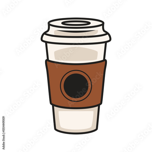 Stylish Cardboard Cup of Coffee Clip Art for Cafe Designs