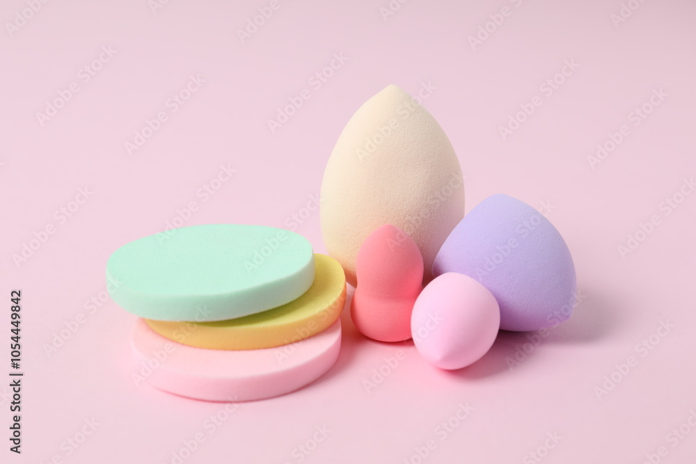 Beauty blender on a color background. Bright sponges for make-up cosmetics. Make-up products. Beauty concept Beauty blender on a color background. Bright sponges for make-up cosmetics. Make-up products. Beauty concept