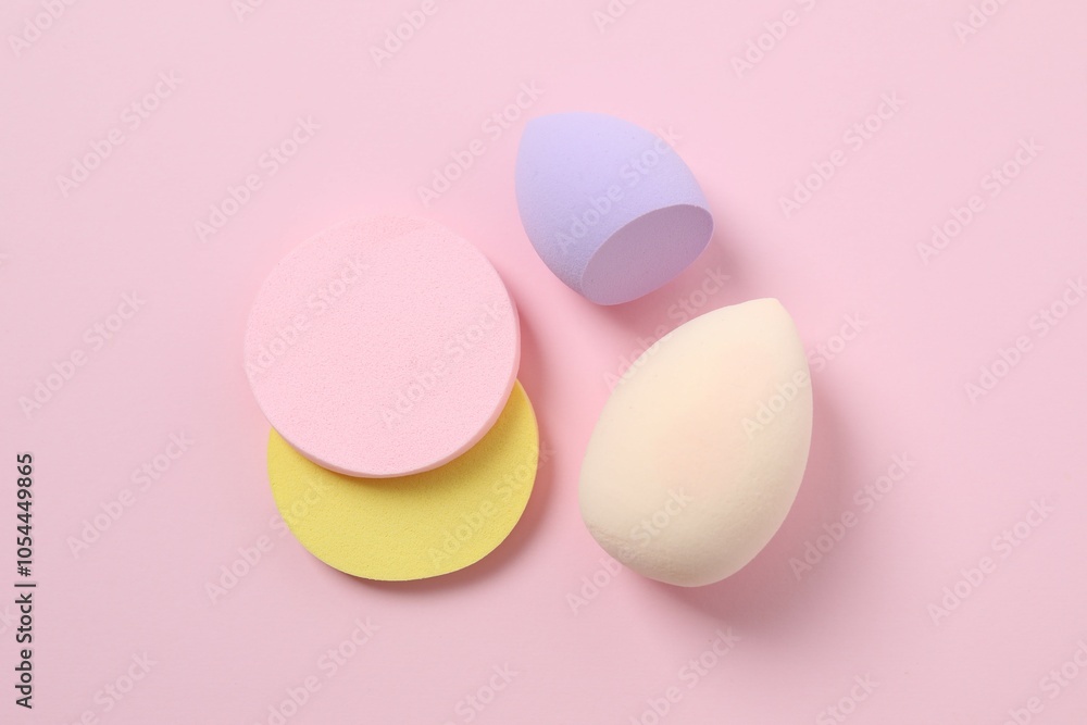 Beauty blender on a color background. Bright sponges for make-up cosmetics. Make-up products. Beauty concept Beauty blender on a color background. Bright sponges for make-up cosmetics. Make-up products. Beauty concept