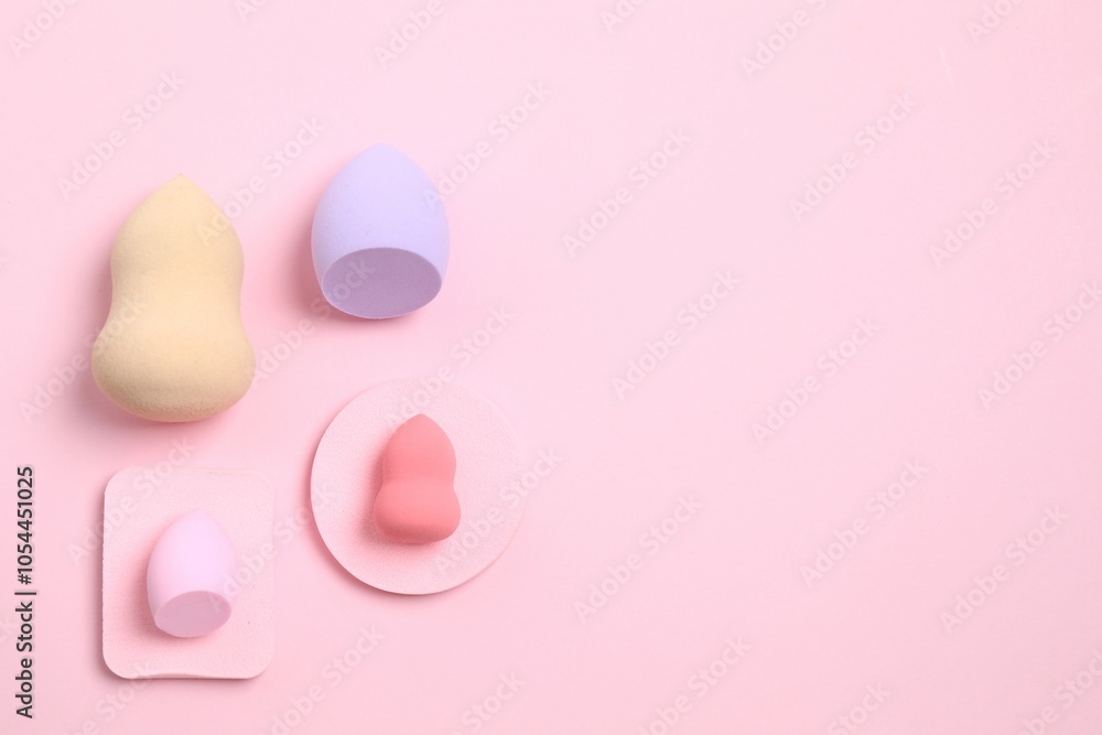 Beauty blender on a color background. Bright sponges for make-up cosmetics. Make-up products. Beauty concept Beauty blender on a color background. Bright sponges for make-up cosmetics. Make-up products. Beauty concept