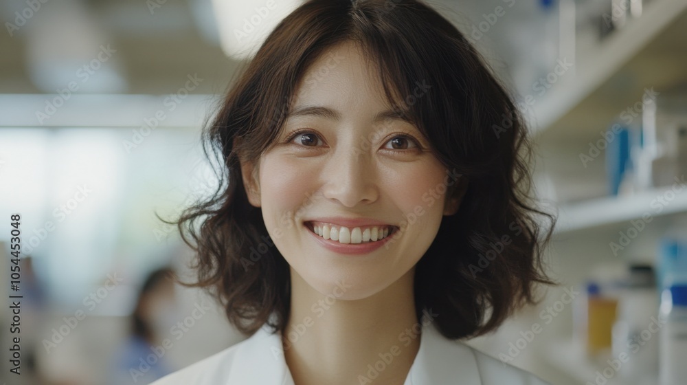 研究と革新のための現代的な実験室環境で自信に満ちた女性科学者