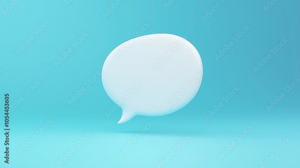Minimalist White Speech Bubble Icon on Turquoise Background, Symbolizing Communication and Dialogue in Digital Design, Generative AI Minimalist White Speech Bubble Icon on Turquoise Background, Symbolizing Communication and Dialogue in Digital Design, Generative AI