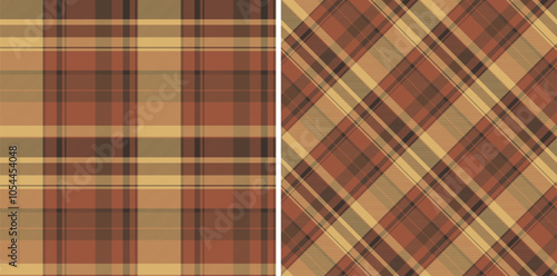 Textile texture tartan of vector fabric check with a background seamless pattern plaid. Set in earth colors. Trendy everyday bags for women.