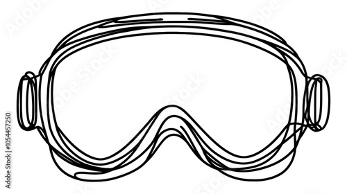 One continuous line illustration of a ski mask, isolated on white background.