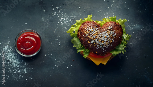 Gourmet Cheeseburger with Fresh Toppings and Sesame Bun , AI GENERAT photo